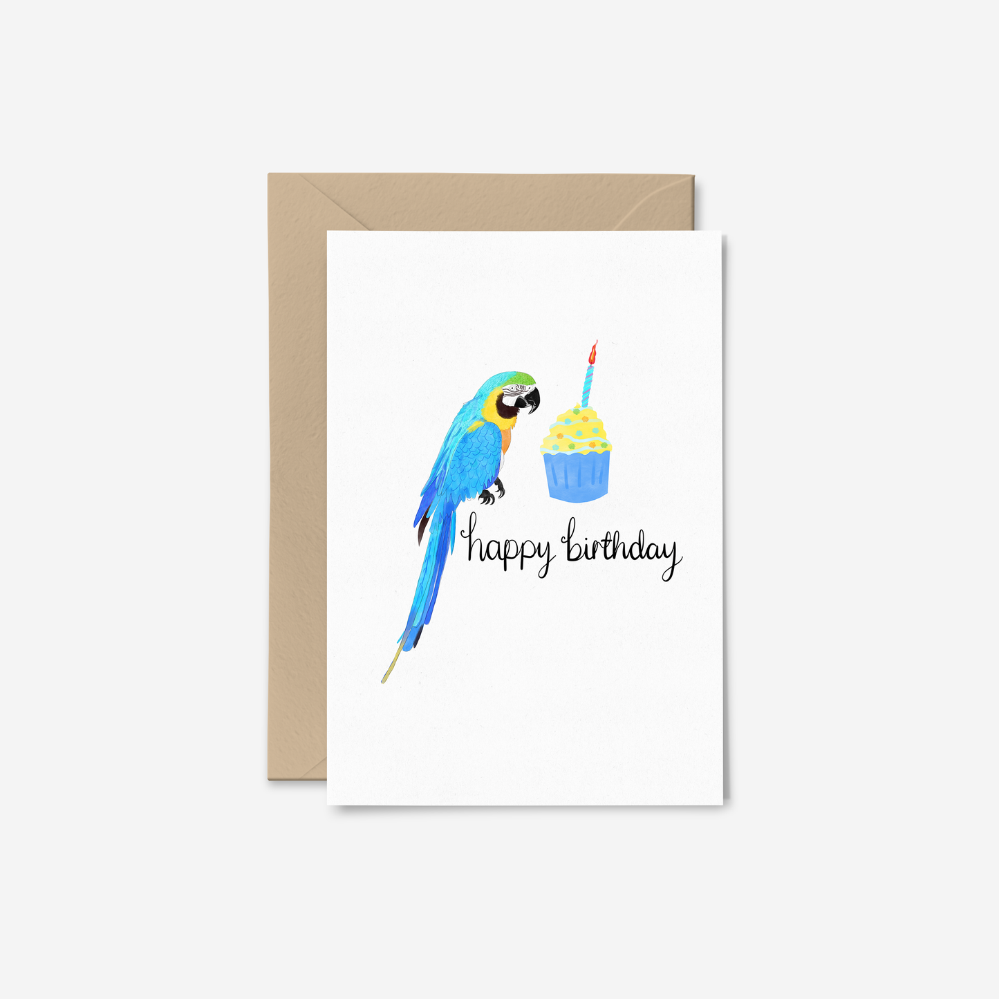 Blue Macaw Parrot Birthday Card