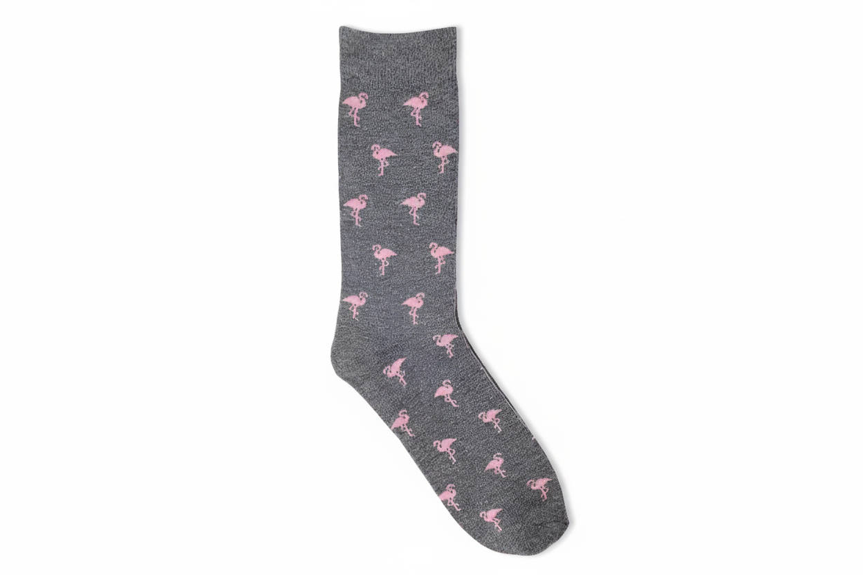 chaussettes flamant rose grises mrcol