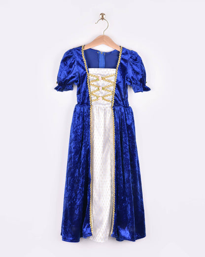 Robe de princesse bleue en velours 110-116 cl 4-6 ans