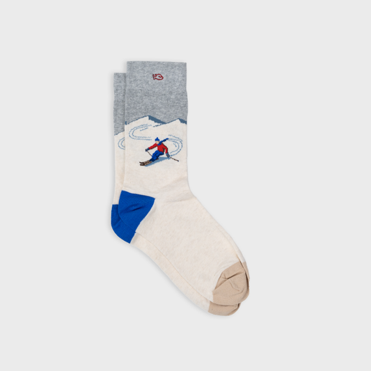 Chaussettes en Coton Peigné A Motifs Skieur