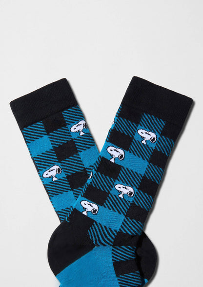 BeSnoopy Tartan bleu - Chaussettes 100 % coton biologique