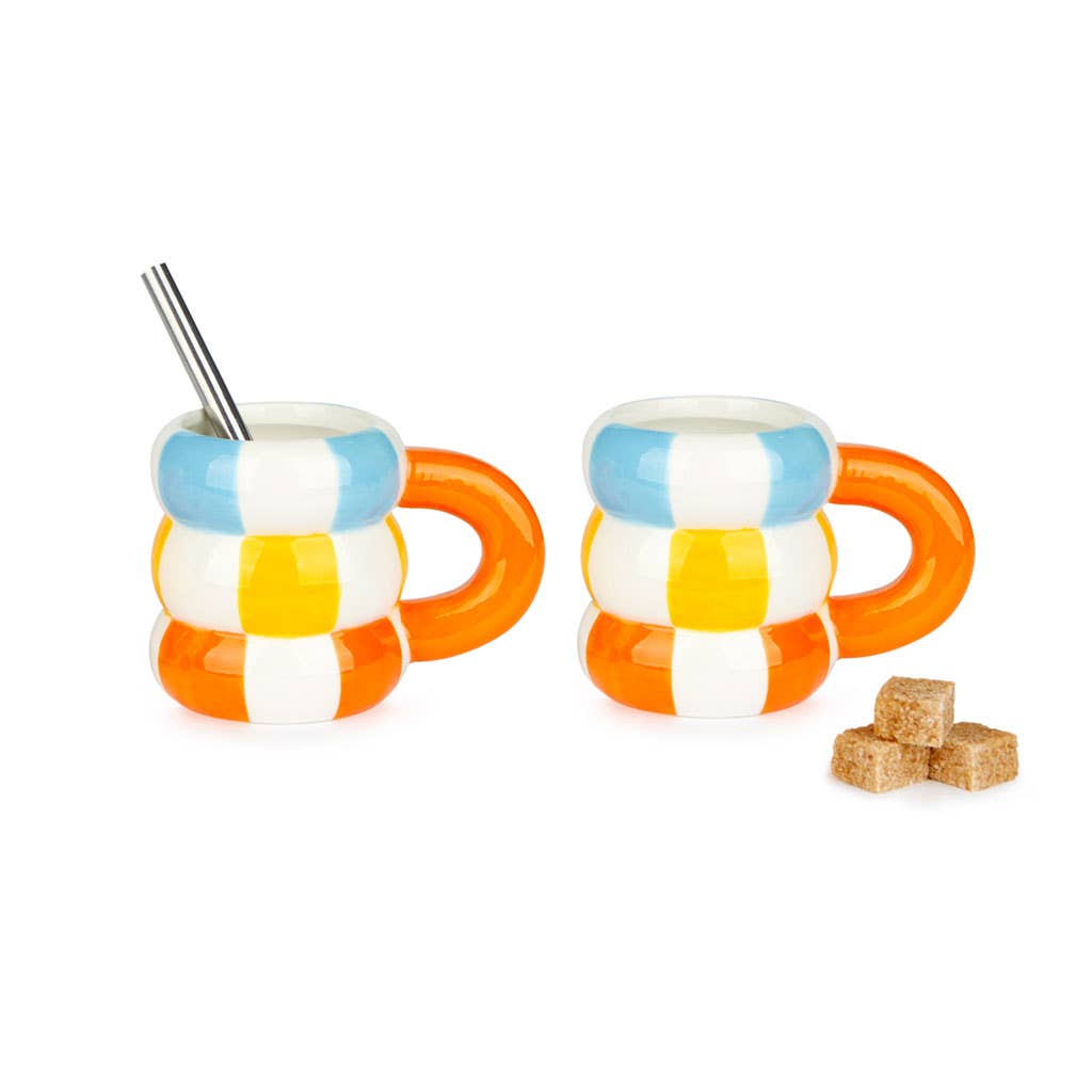 Floats coffee cup set, orange, 2 x 75 ml, ceramic