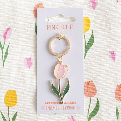 Roze tulp sleutelhanger