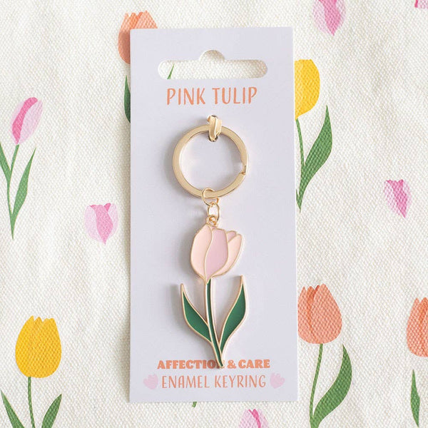 Roze tulp sleutelhanger
