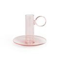 Bougeoir en Verre Rose