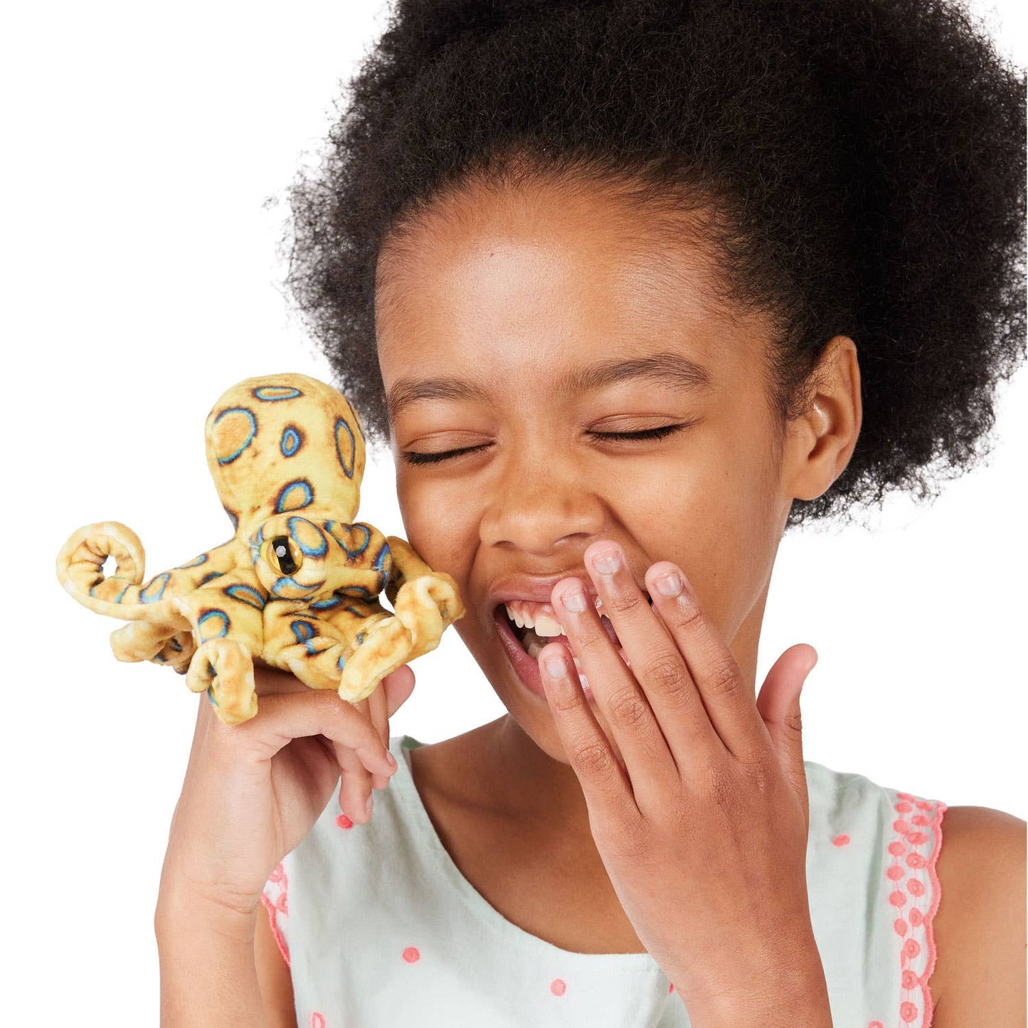 Marionnette à main Mini poulpe à anneaux bleus/Mini poulpe à anneaux bleus 8013 Folkmanis réaliste