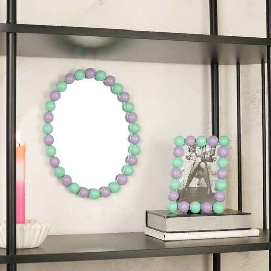 Ovale bubbelspiegel - Mint/Lila