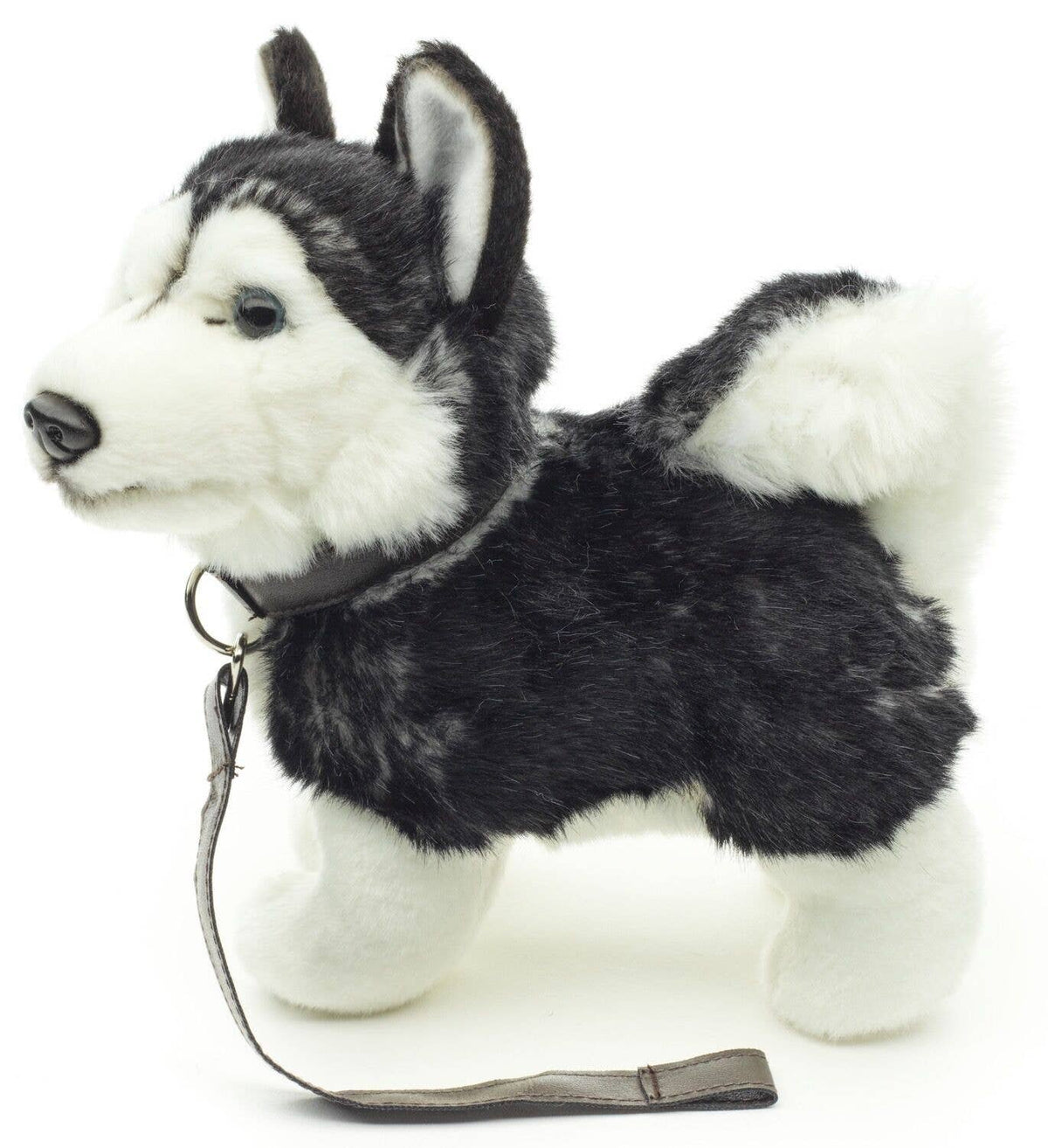 Standing husky puppy plush with leash
