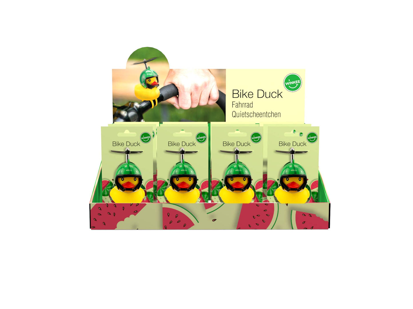 Duck for bicycle handlebars with Watermelon Helmet