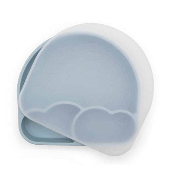 Dusty Blue Rainbow Plate (with lid)