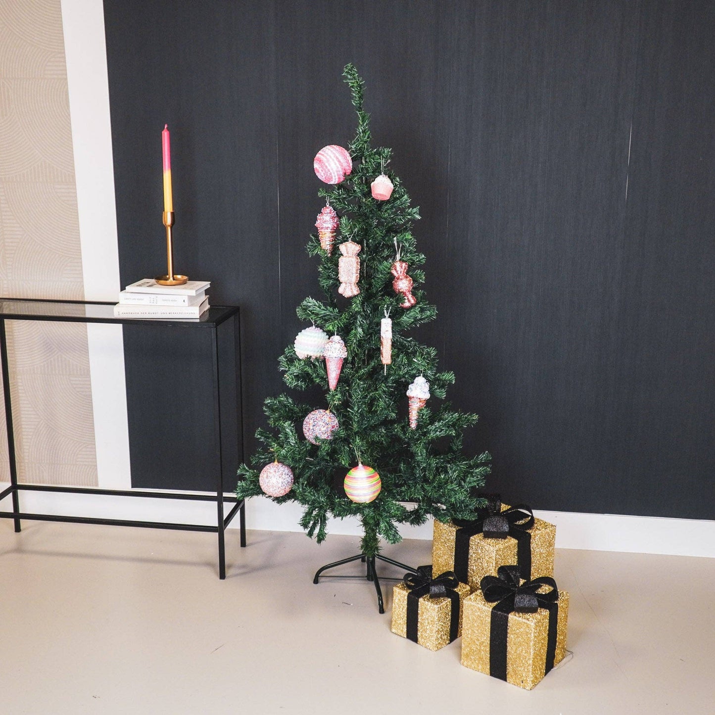 LED-kerstcadeau - S3 - Polystyreen - Goud/Zwart - 15/20/25 cm