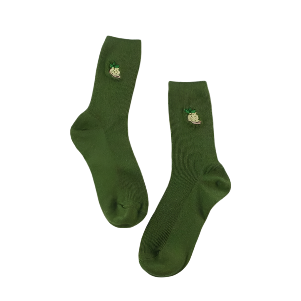 Embroidered Grape Socks