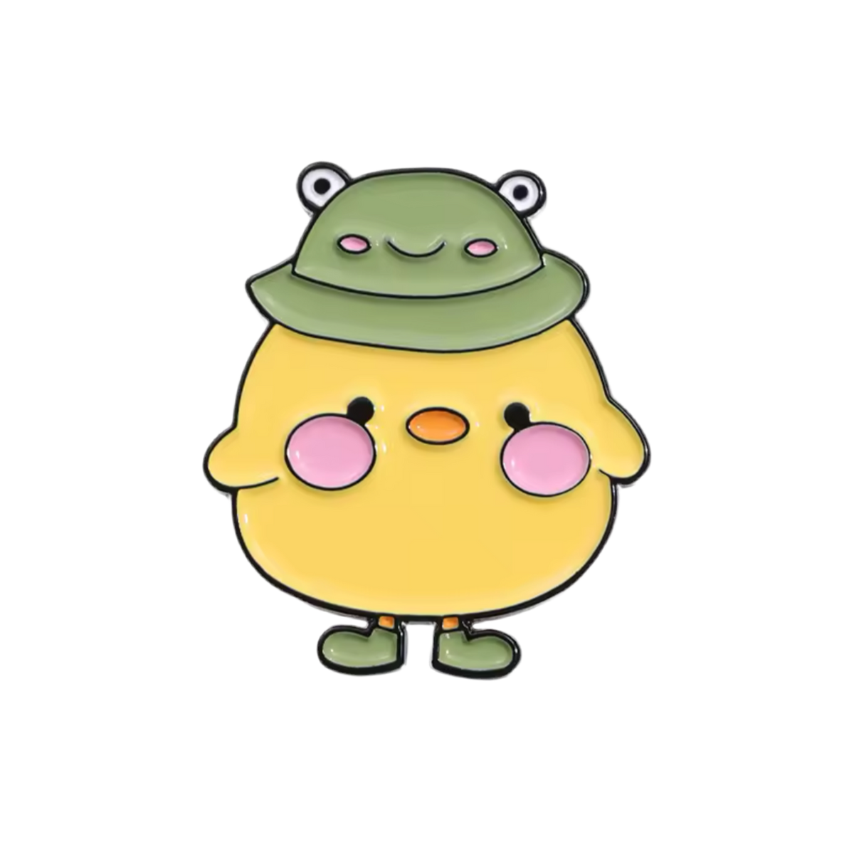 Yellow Duck in Frog Outfit Pin