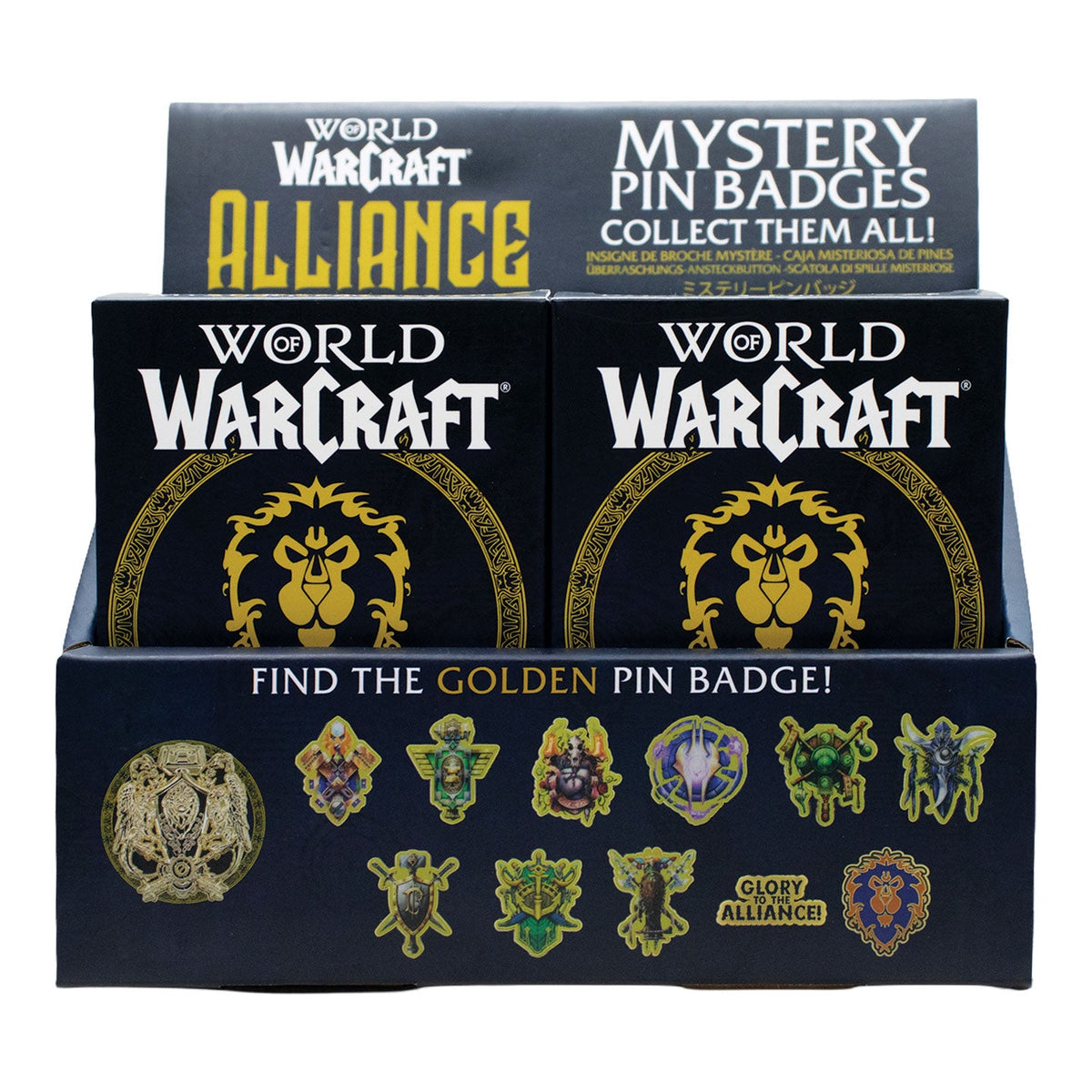 Display of 12 World of Warcraft blind boxes - Alliance mystery pins