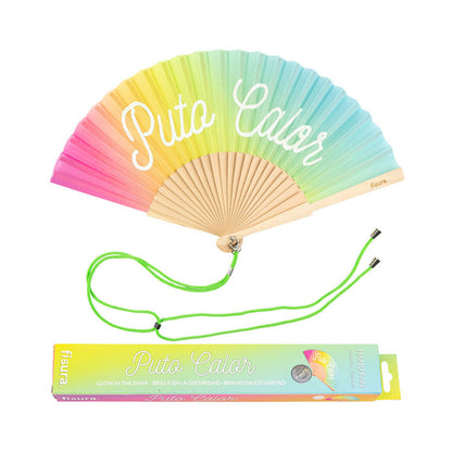 Éventail « Puto calor » Arc-en-Ciel (Brille dans le Noir) – Fisura