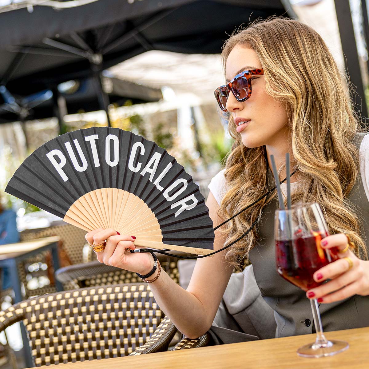 Éventail « Puto calor » Noir – Fisura – vue 4