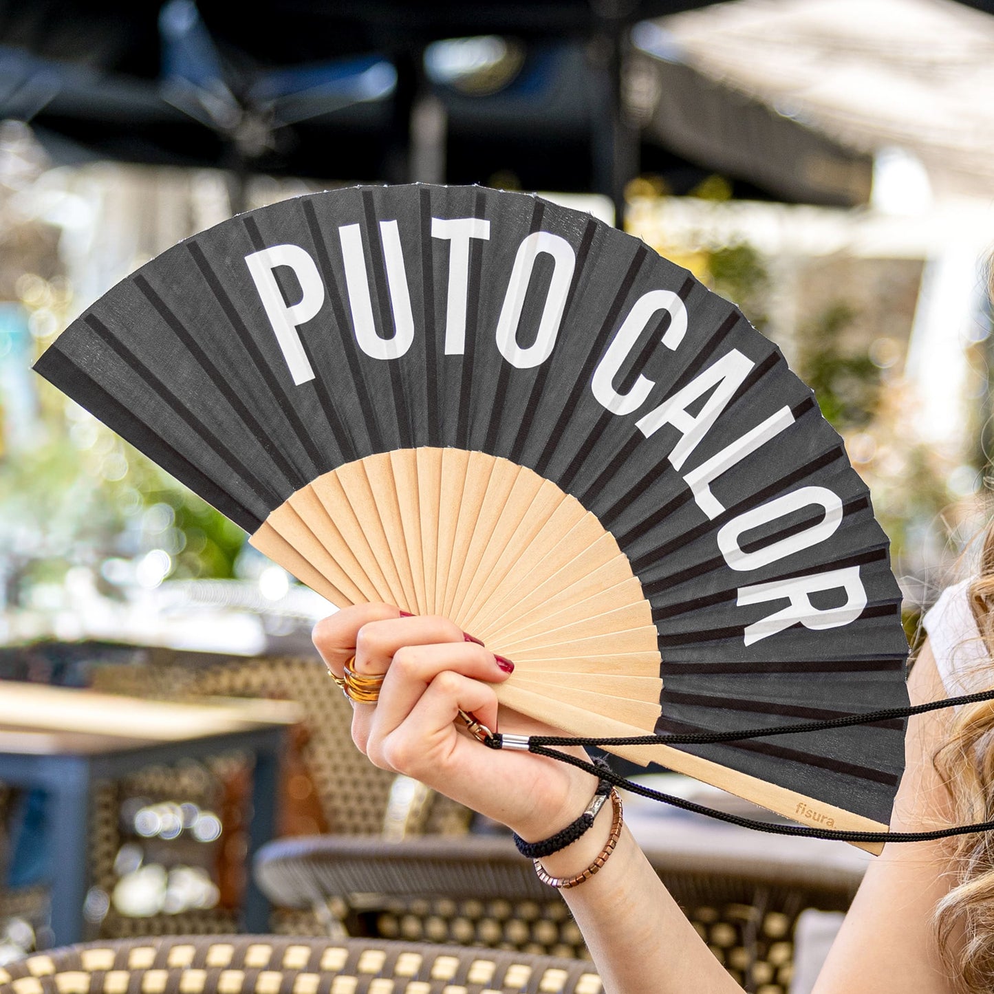 Éventail « Puto calor » Noir – Fisura – vue 3