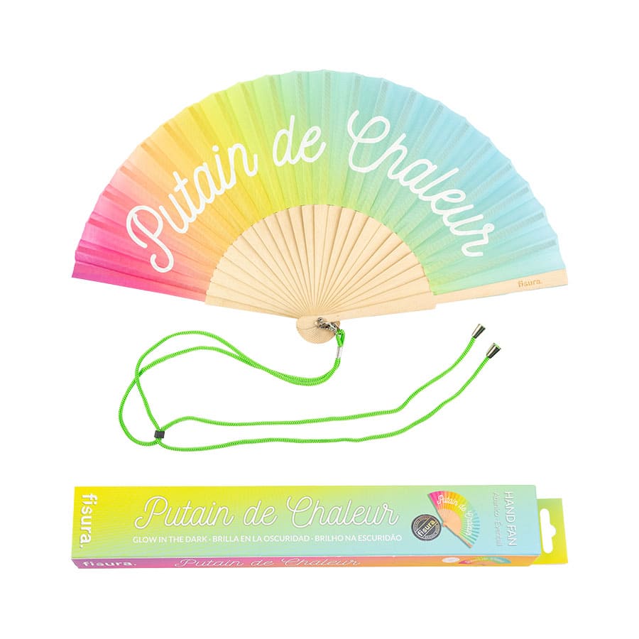 Éventail « Putain de chaleur » Arc-en-Ciel (Brille dans le Noir) – Fisura