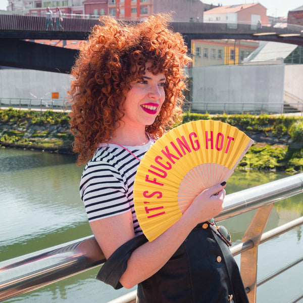 Éventail « It's fucking hot » Jaune – Fisura – vue 2