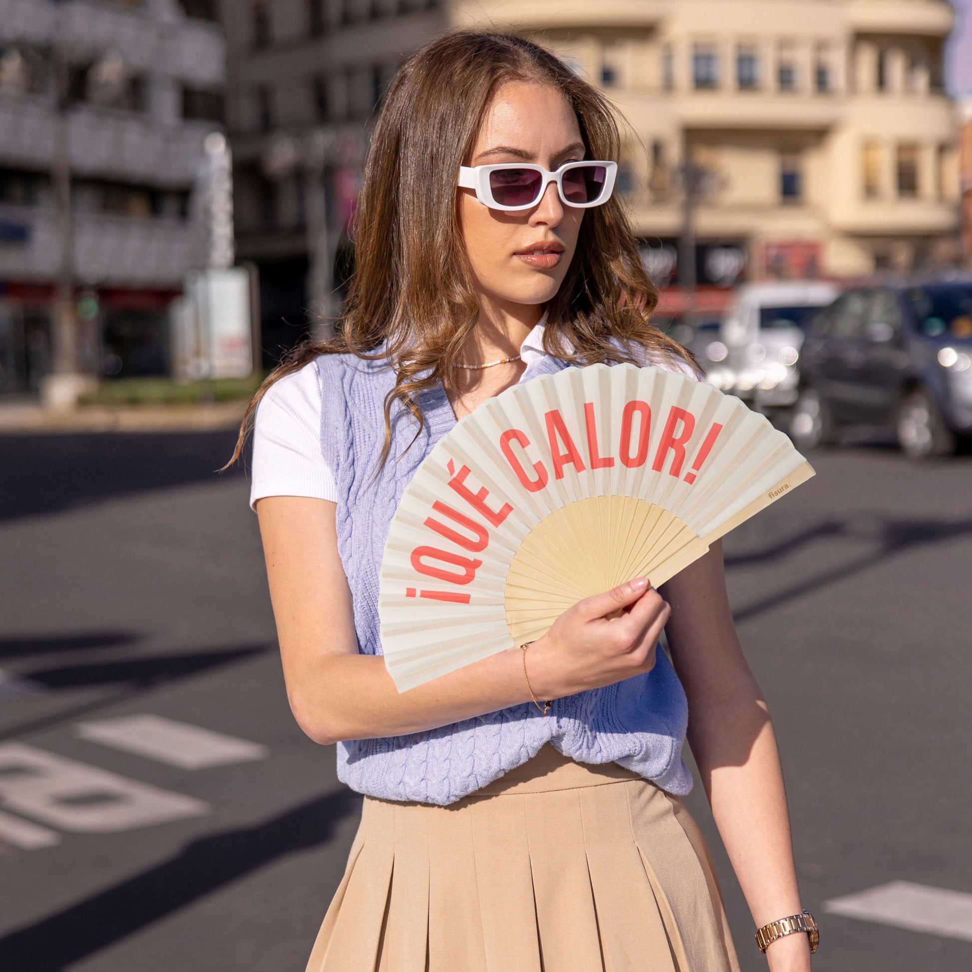 Éventail « Qué calor » Beige – Fisura – vue 2