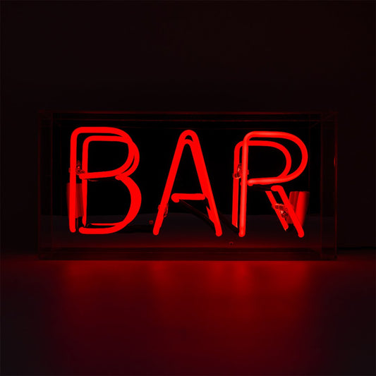 'Bar' Glass Neon Sign - RED