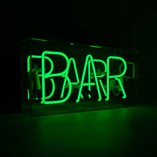 'Bar' Glass Neon Sign - GREEN