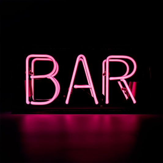 'Bar' Glass Neon Sign - PINK