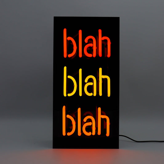 'Blah Blah Blah' Glass Neon Sign - Black Acrylic