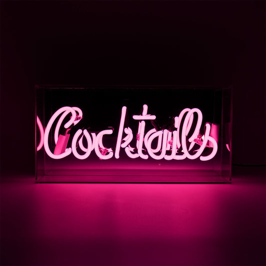 'Cocktails' Glass Neon Sign - Pink