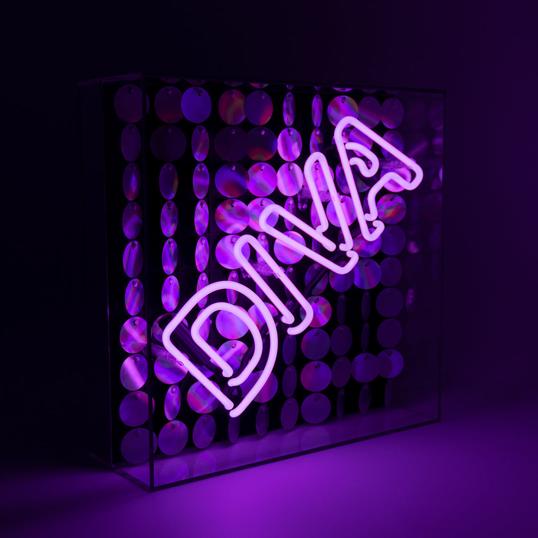 'Diva' Acrylic Box Neon Light with Sequins