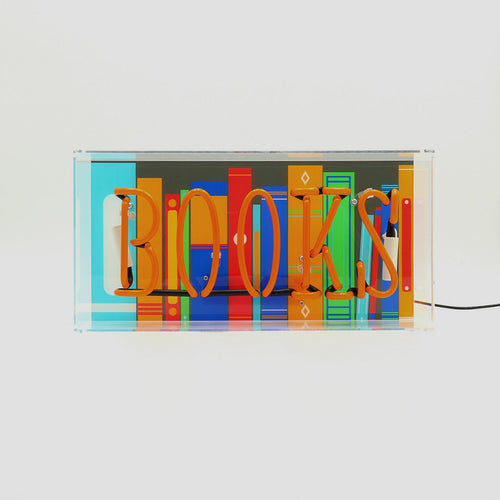 'Books' Glass Neon Sign