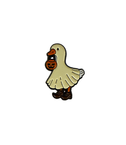 White Duck Halloween Ghost Pin