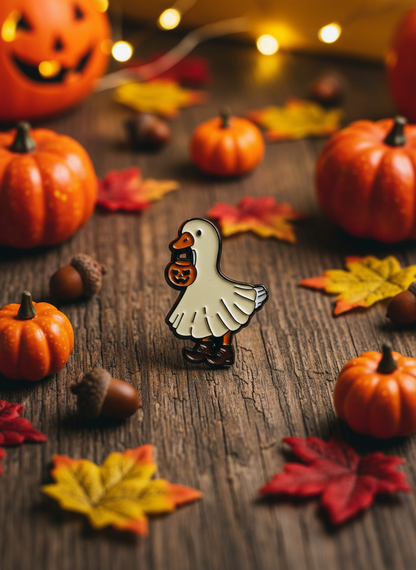 White Duck Halloween Ghost Pin