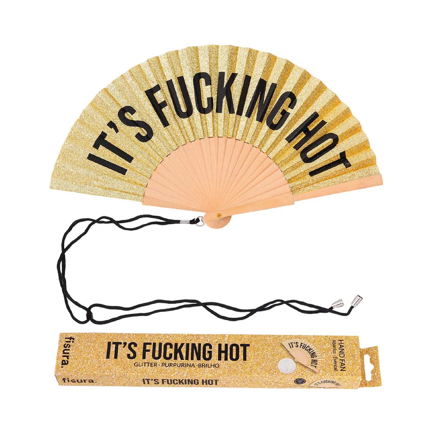 Éventail « It’s fucking hot » Paillettes – Fisura