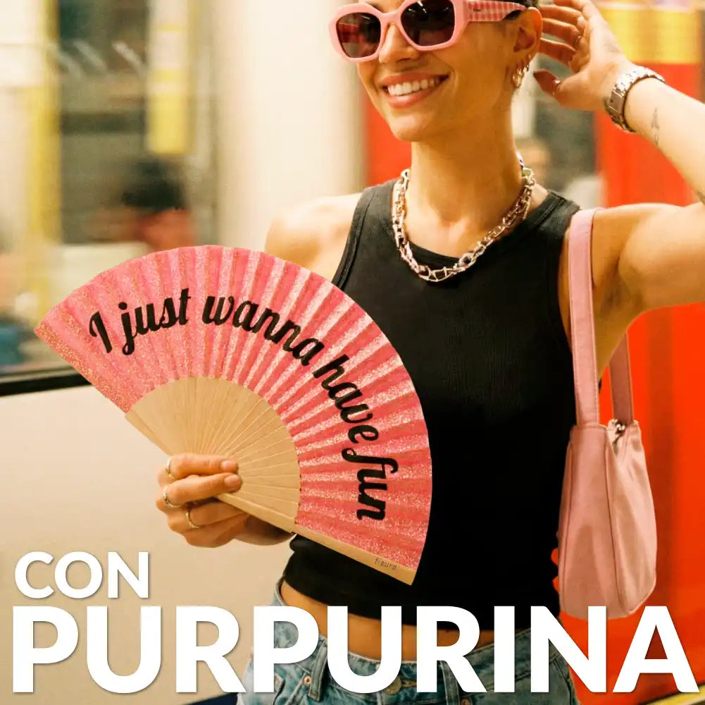 Éventail « I just wanna have fun » Pailleté – Fisura – vue 3