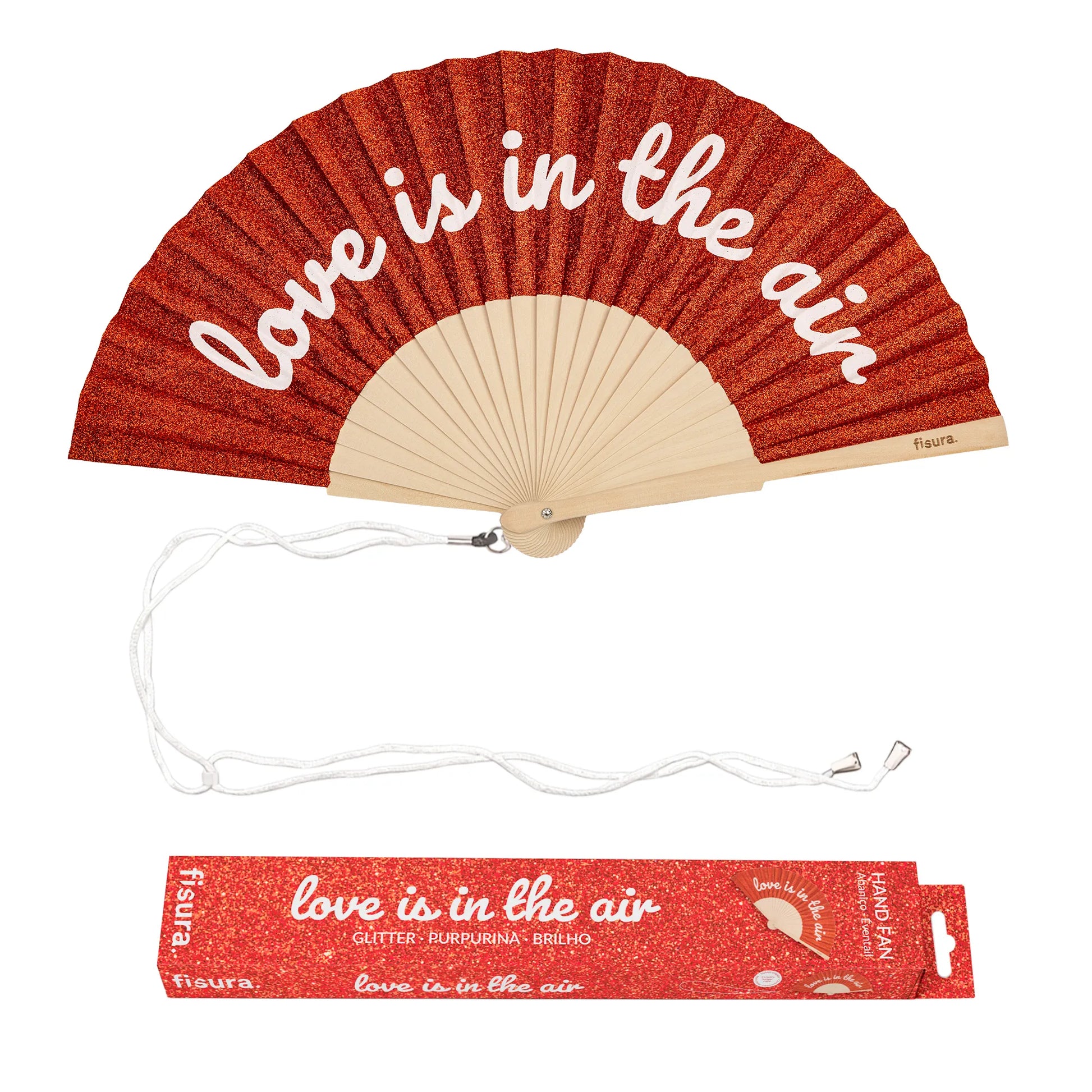 Éventail « Love is in the air » Paillettes – Fisura