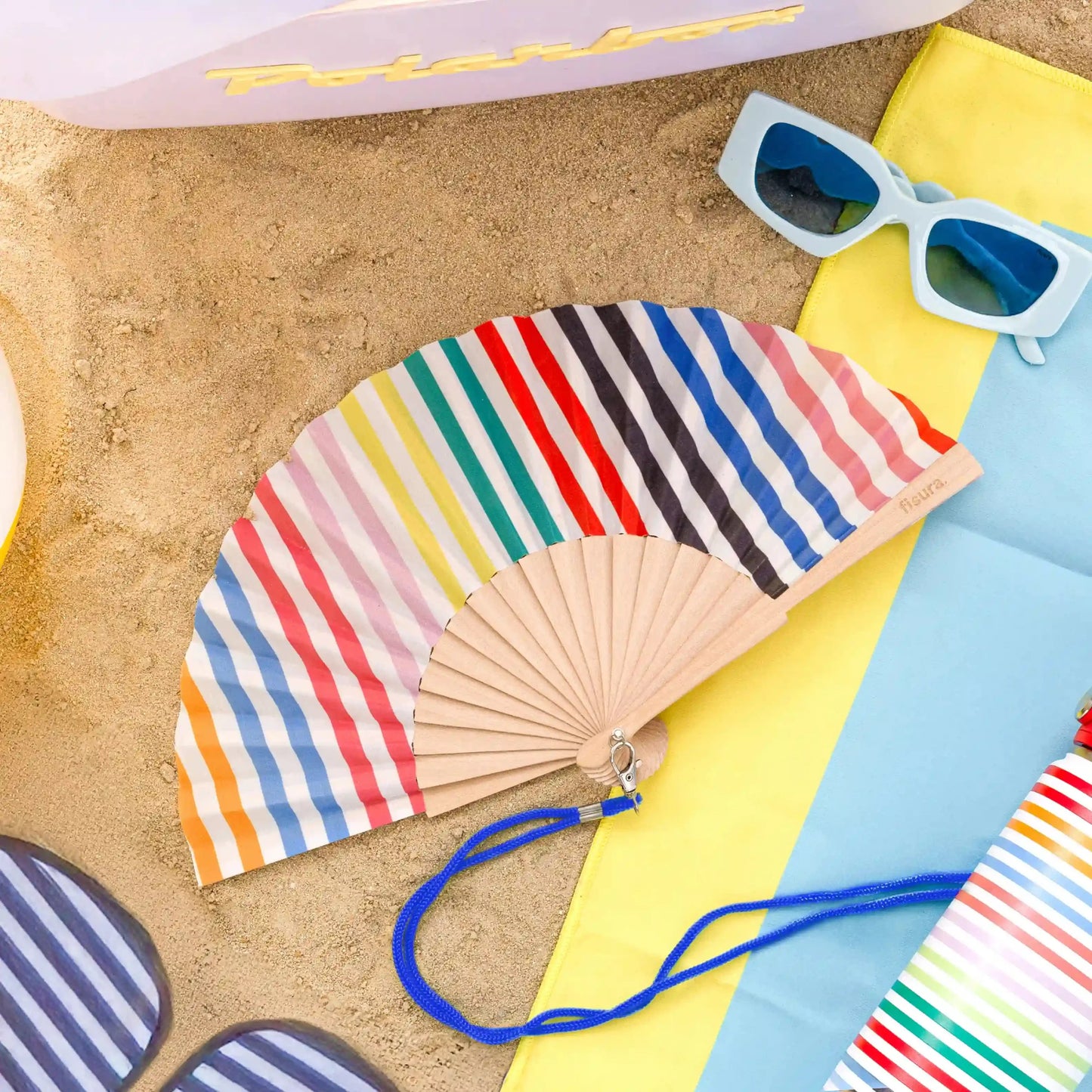 Éventail Mini Multicolore à Rayures – Fisura – vue 5