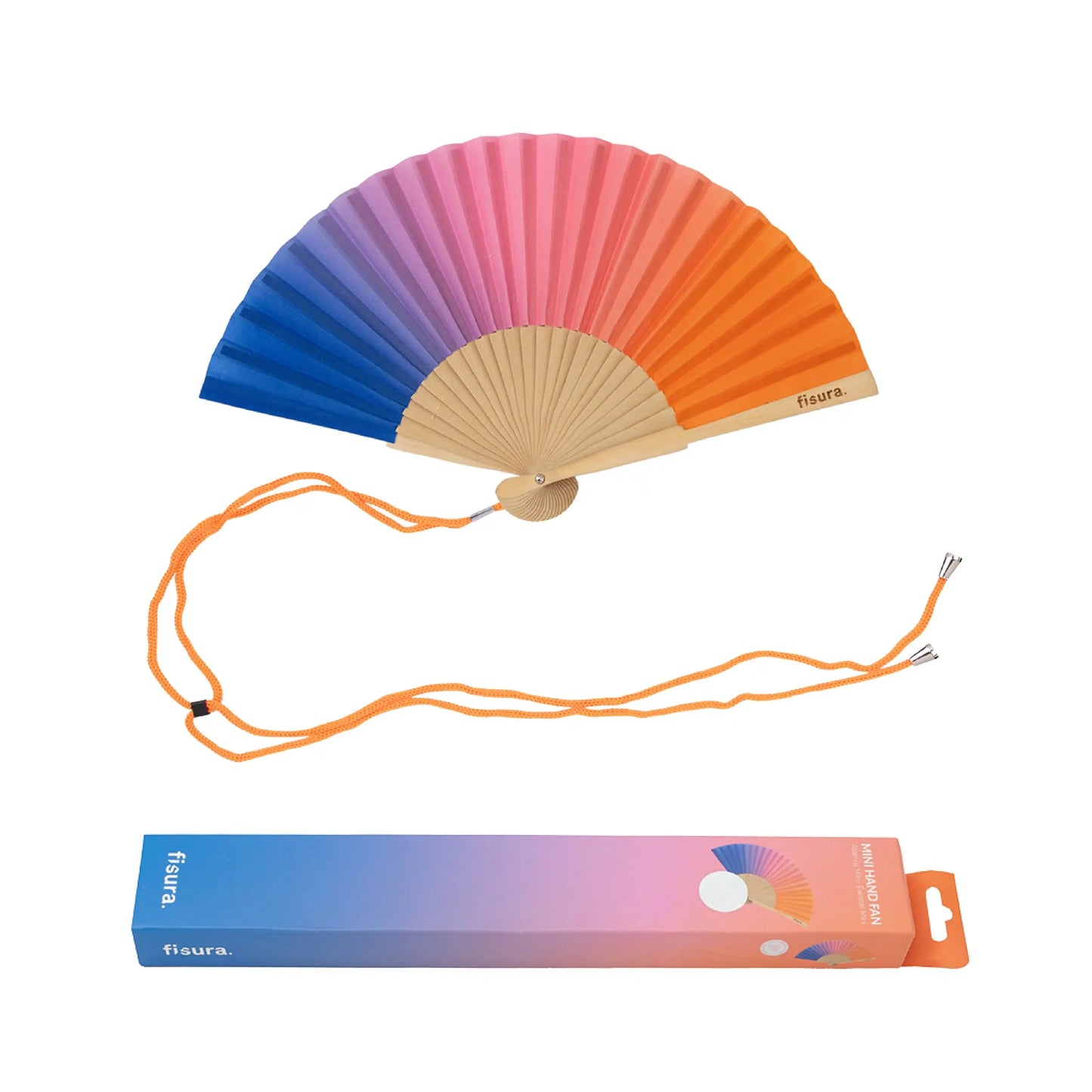 Éventail Mini Imprimé Dégradé Rose et Bleu – Fisura