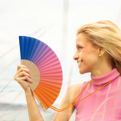 Éventail Mini Imprimé Dégradé Rose et Bleu – Fisura – vue 3