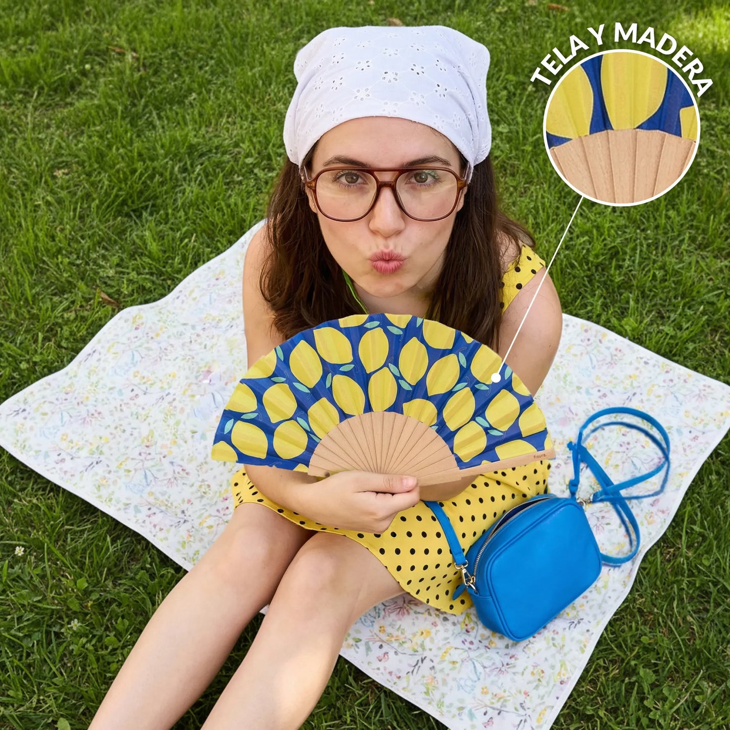 Éventail Mini Imprimé Citrons – Fisura – vue 5