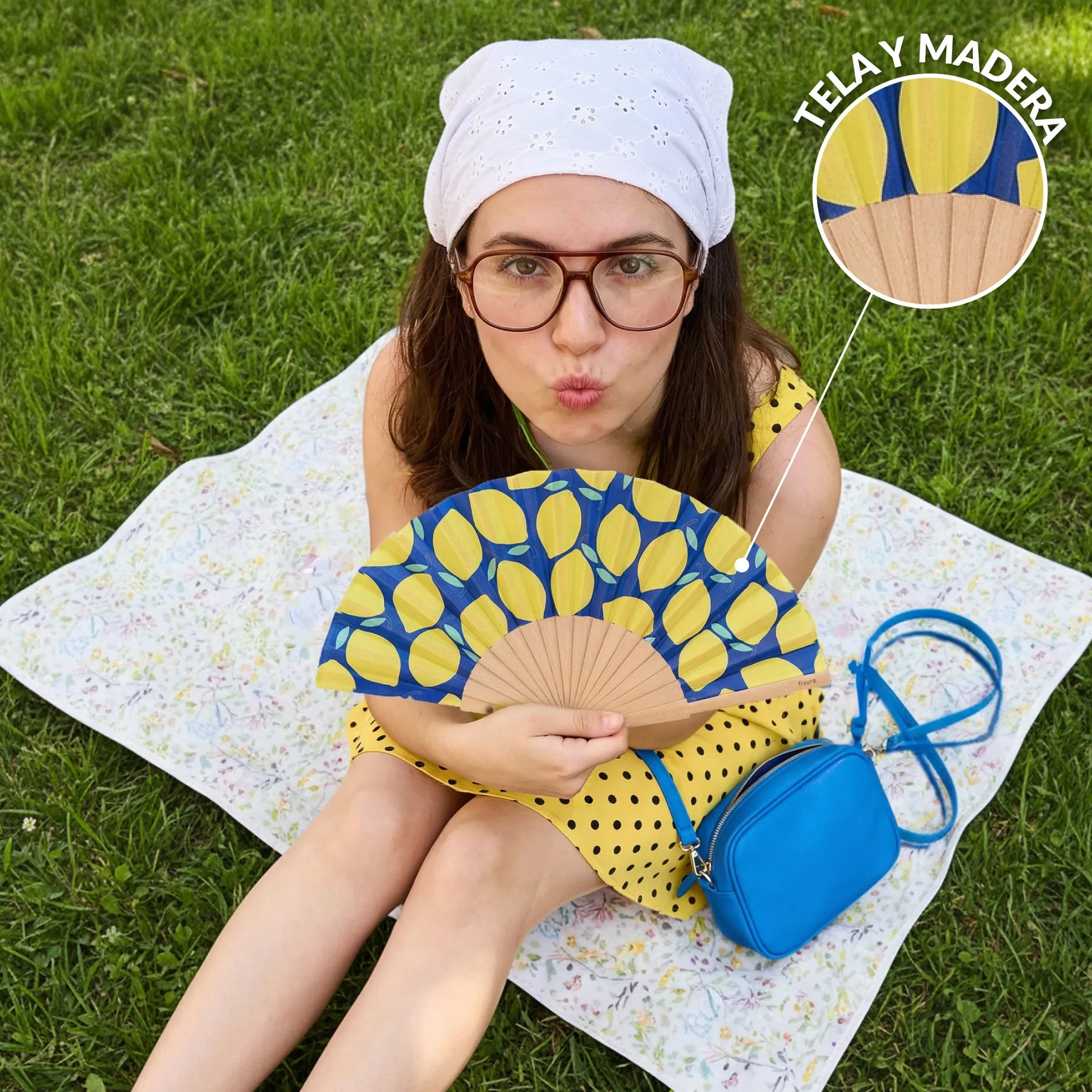 Éventail Mini Imprimé Citrons – Fisura – vue 5