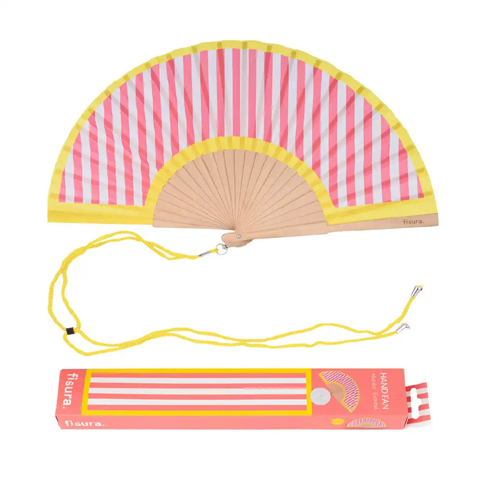 Éventail à Rayures Jaune et Rose – Fisura