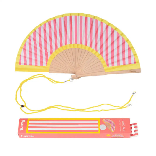 Éventail à Rayures Jaune et Rose – Fisura