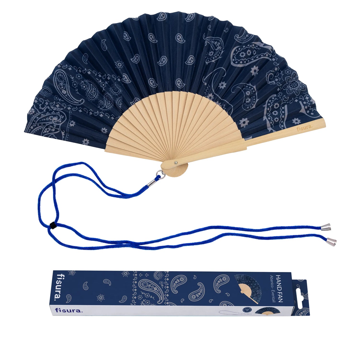 Éventail « Paisley » Bleu – Fisura