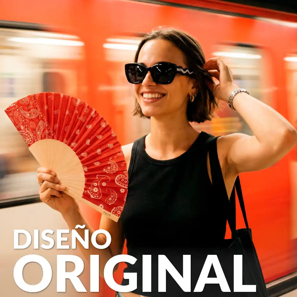 Éventail « Paisley » Grenat – Fisura – vue 2