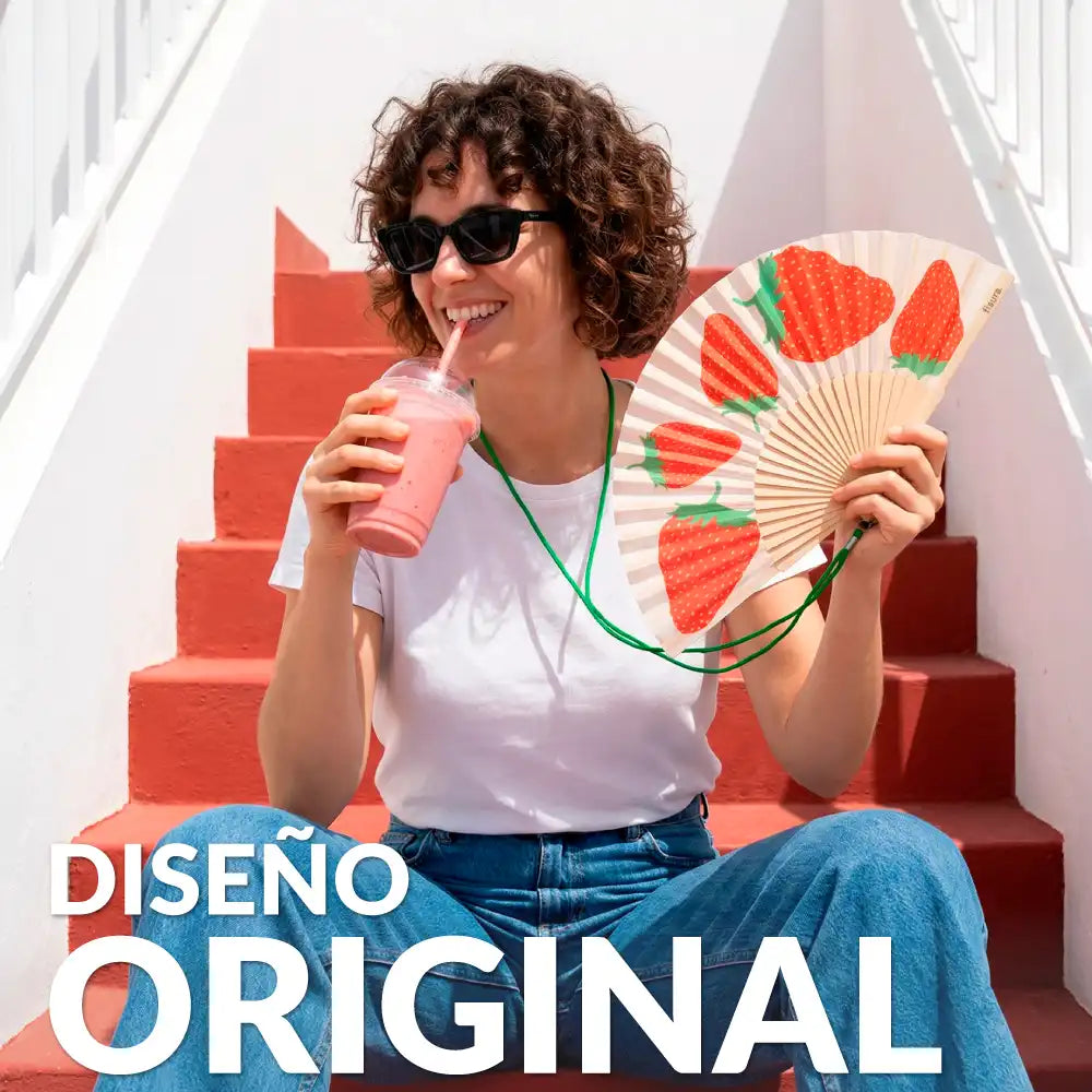 Strawberry print fan