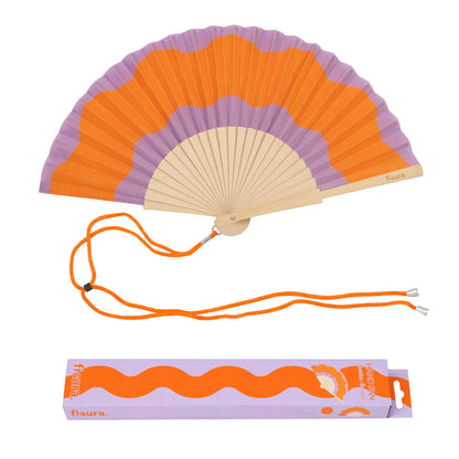 Éventail Imprimé Vagues Orange et Violet – Fisura