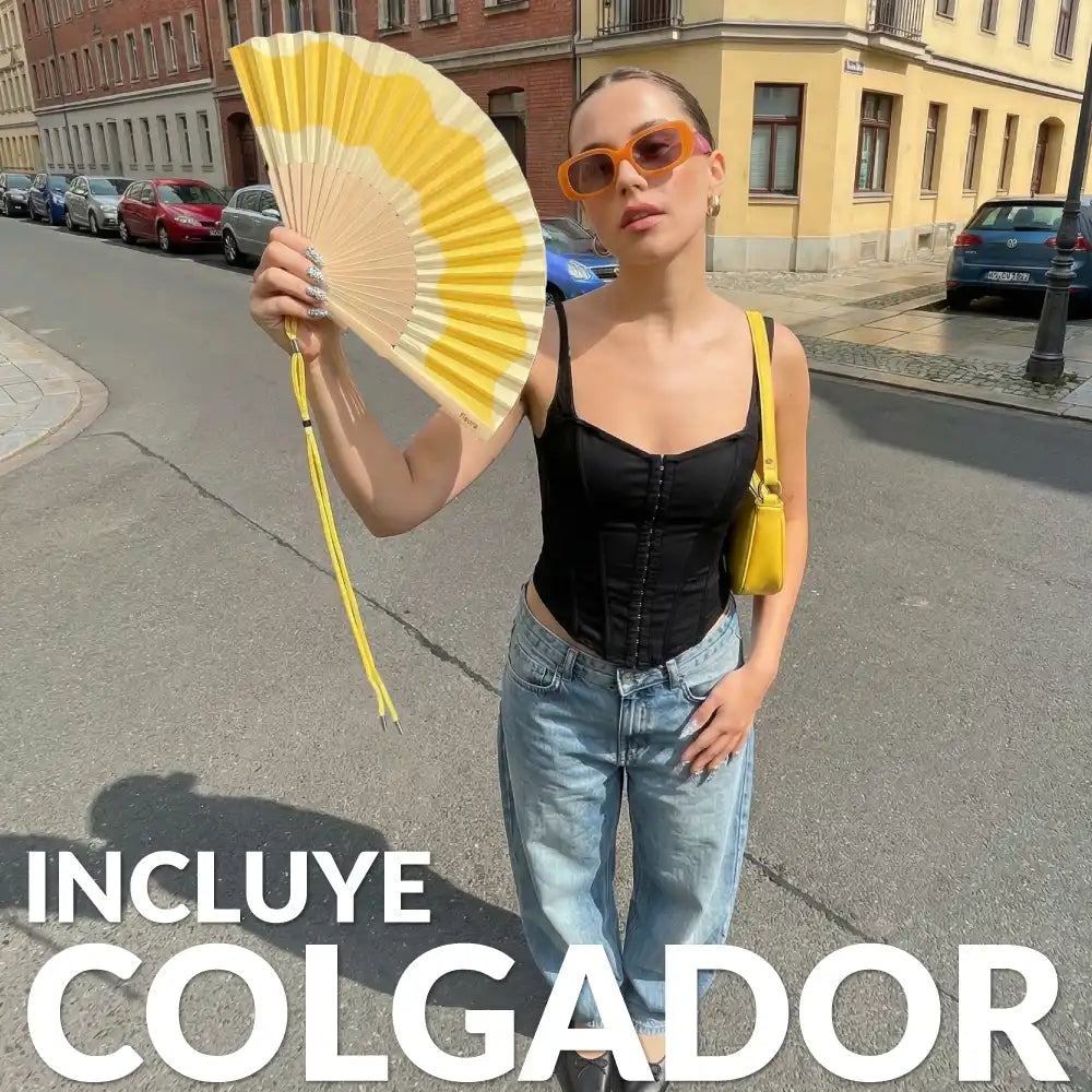 Yellow waves printed fan