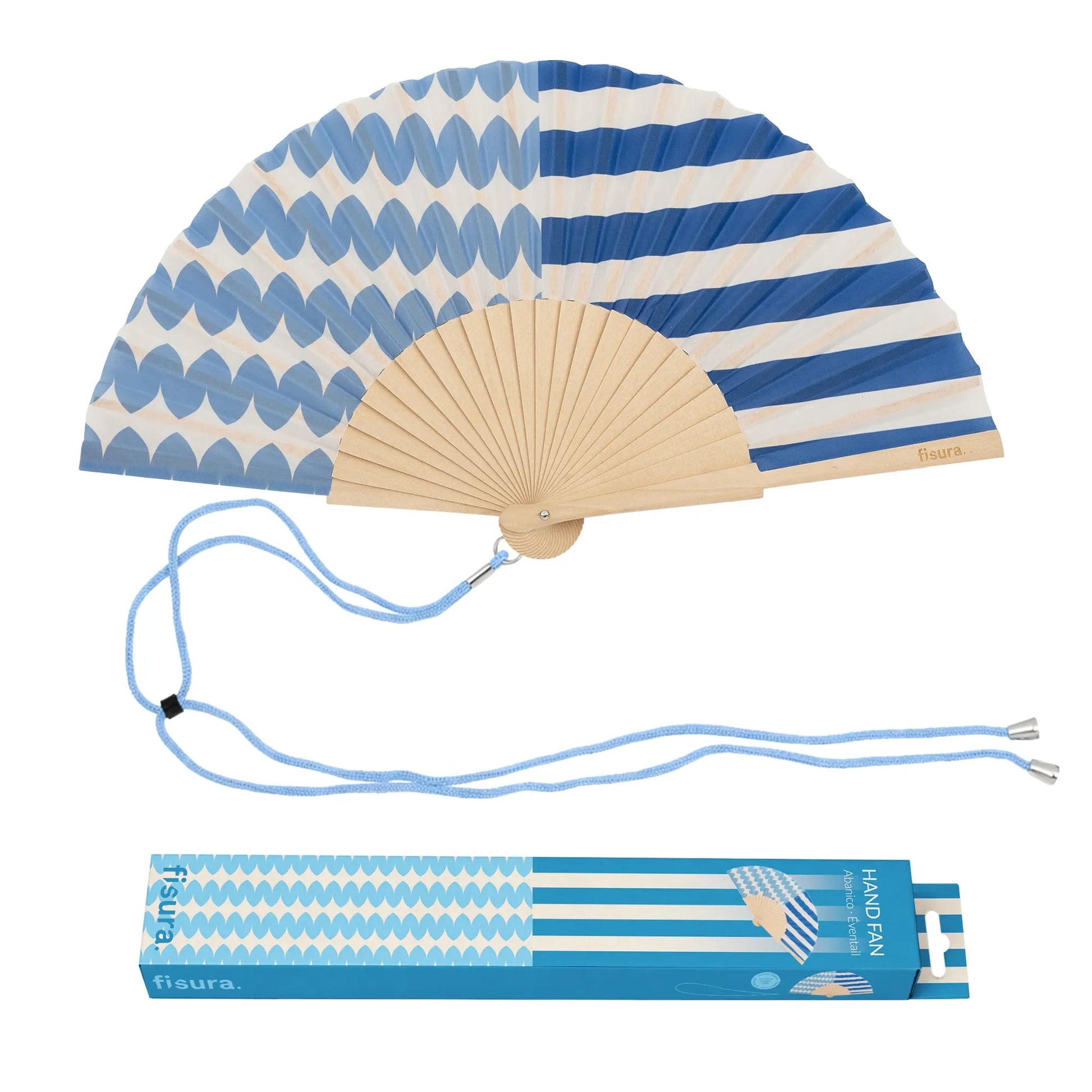Éventail Imprimé Symétrique Bleu – Fisura