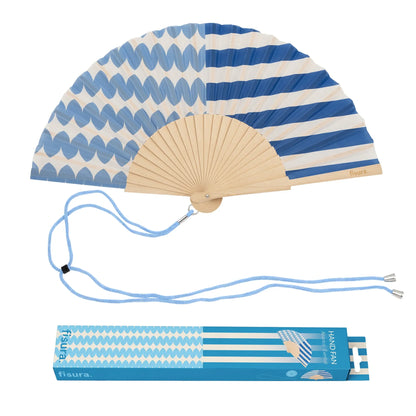 Éventail Imprimé Symétrique Bleu – Fisura